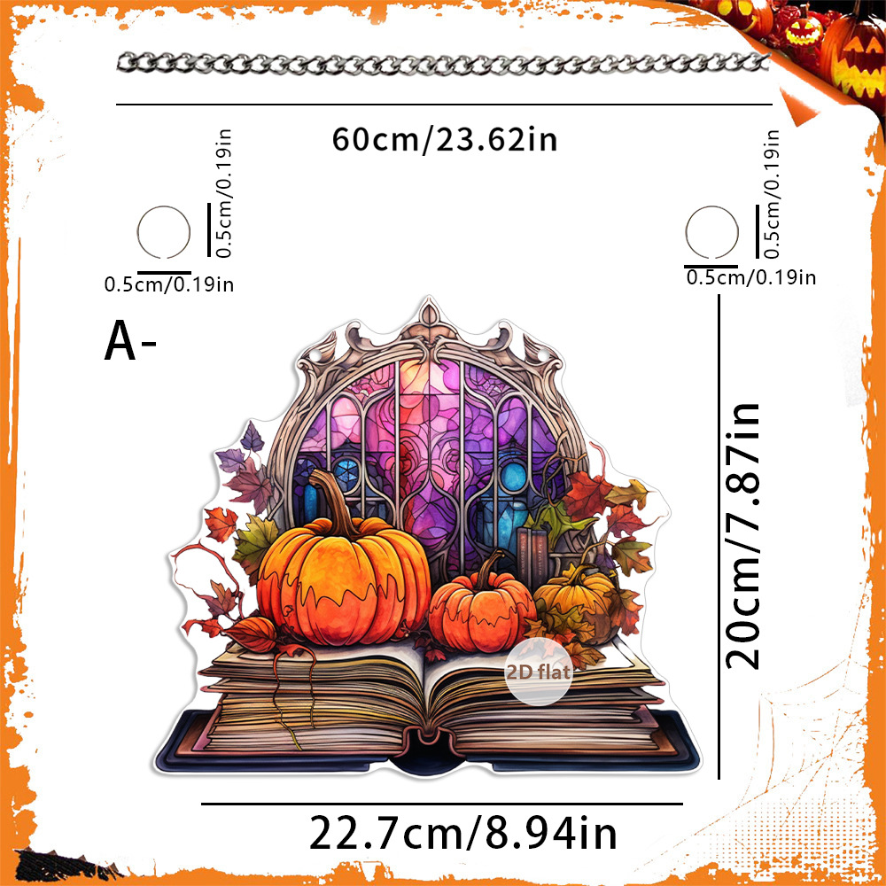 Decoración de Halloween transfronteriza cabeza de calabaza malvada 2D acrílico disco colgante ventanas de color porche colgante