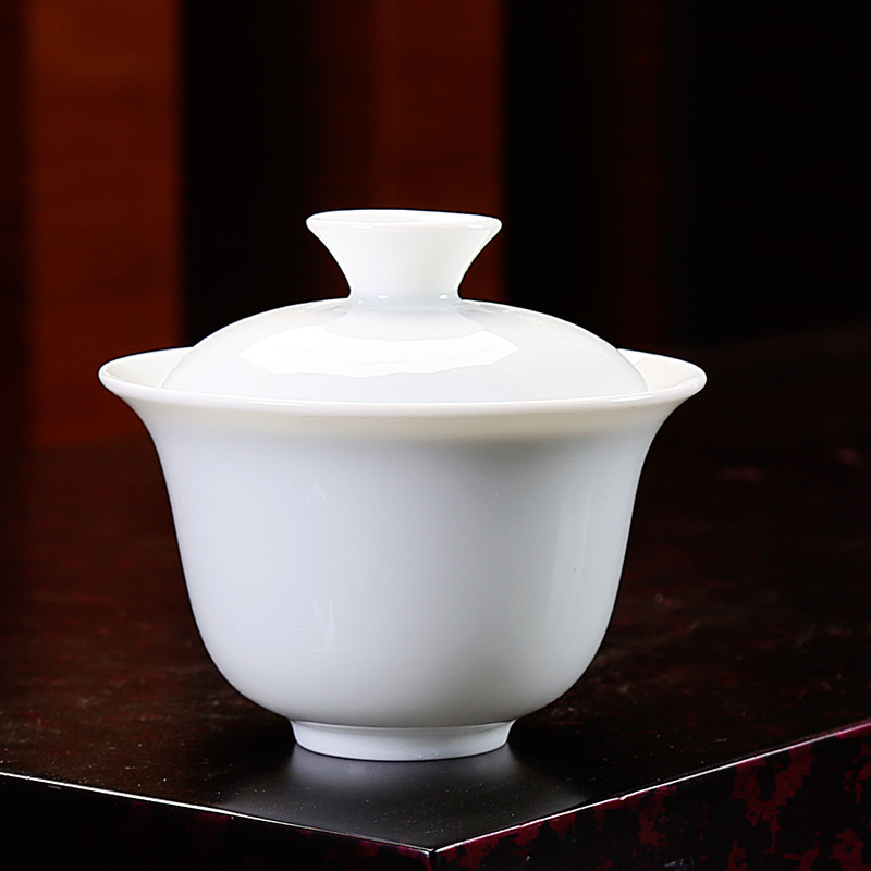 盖碗盖子大号高白陶瓷茶盖玲珑盖碗茶具单三才茶碗零配功夫茶盖|undefined