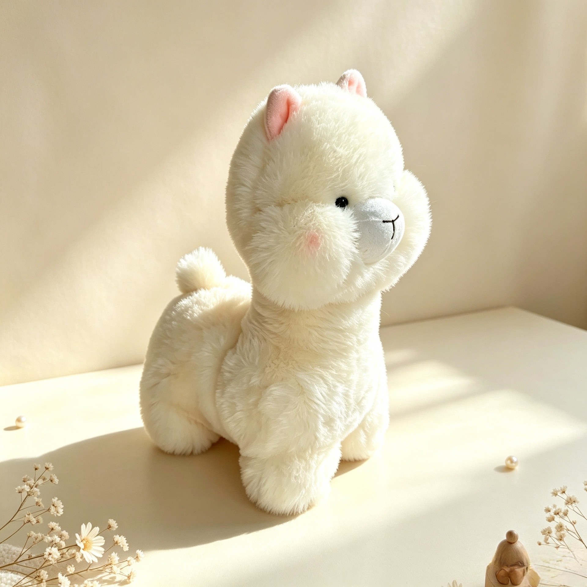 Cute white alpaca plush toy pillow, children's gift, healing toy for girls
