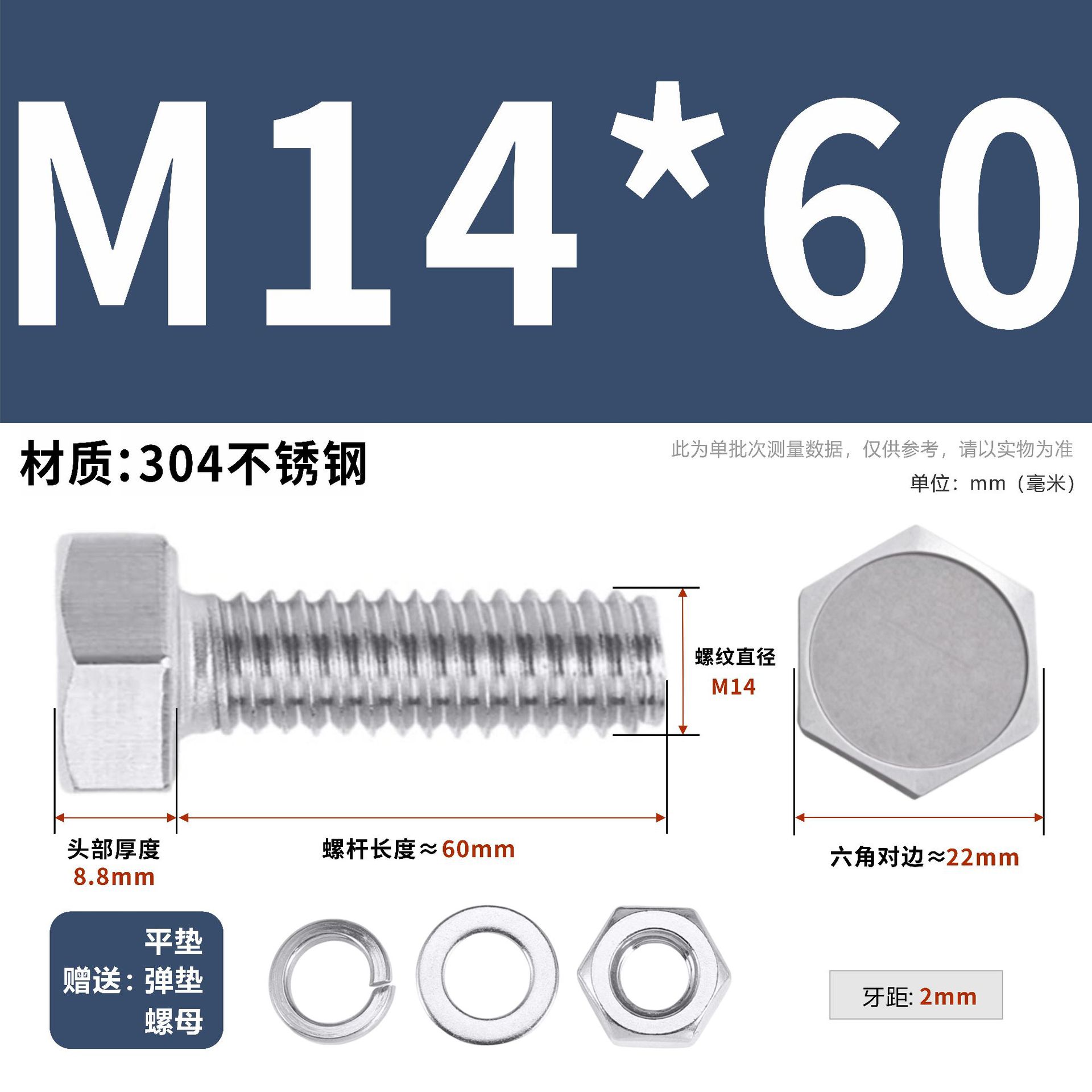 304 acero inoxidable tuerca perno hexagonal conjunto de accesorios de almohadilla de resorte M3M4M5M6M12 image 168