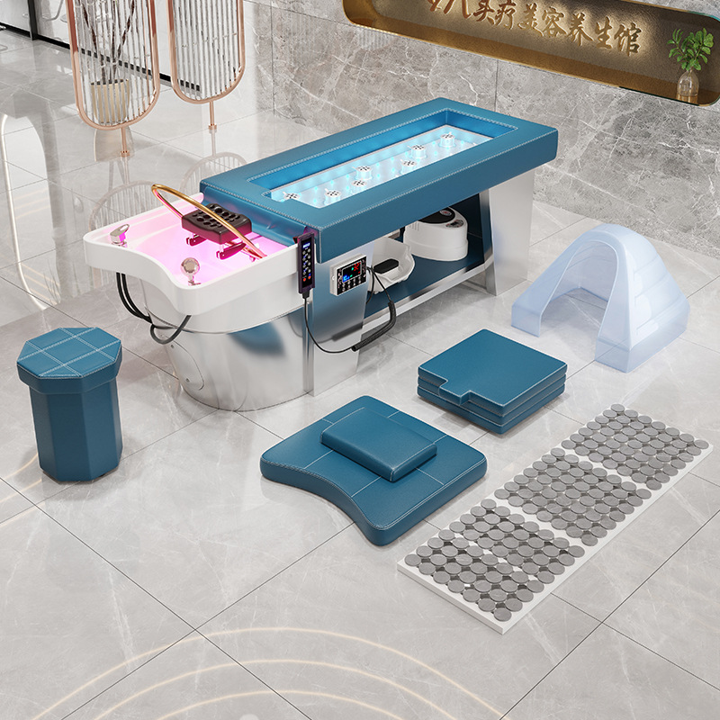 Cabeza tailandesa Terapia champú cama barbería salón de belleza especial fumigación moxibustión de todo el cuerpo Hogar libre de humo cama de moxibustión de acero inoxidable