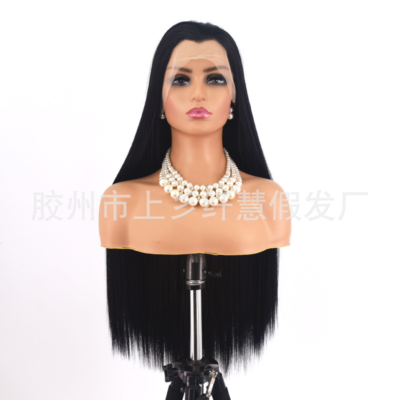 Antique beauty pointed single pointed wig front lace black hand hook hair set transition natural photography cos factory wholesale