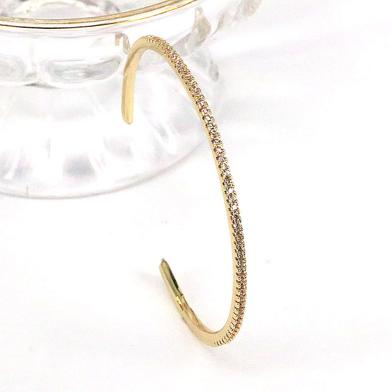 Fashion Geometric Copper Gold Plated Zircon Bangle