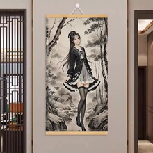 仕女图唐伯虎仿古真迹挂画卷轴搞笑恶搞兄弟朋友生日礼物装饰画