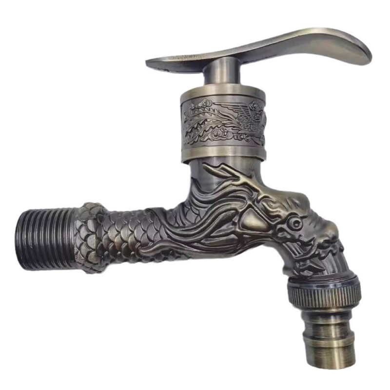 Cross-Border Antique Bronze Dragon Tip Copper Dragon Tip European Style Copper Core Faucet Washing Machine