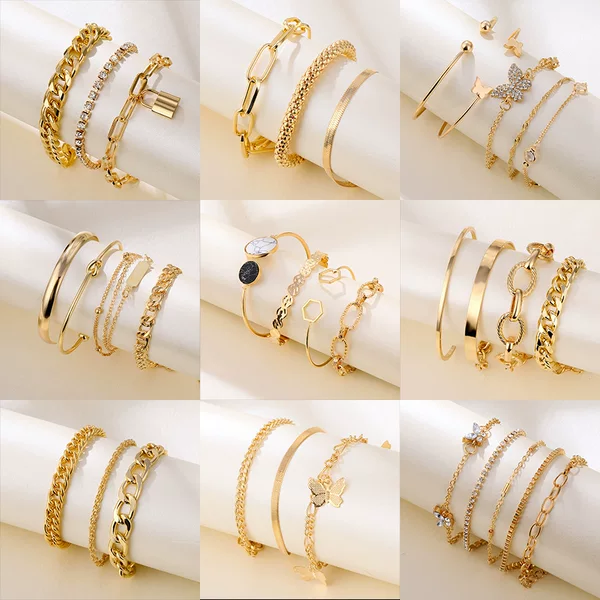 Cross-border New Niche Fashion Creative Round Love Cross Bracelet 4-piece Design Sense Chain Bracelet Hand