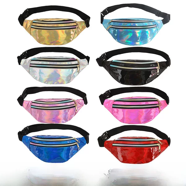Fashionable New Laser Waist Bag for Women, Outdoor Shiny Sports Chest Bag, Cross-Border Multifunctional Men's Crossbody Bag Wholesale