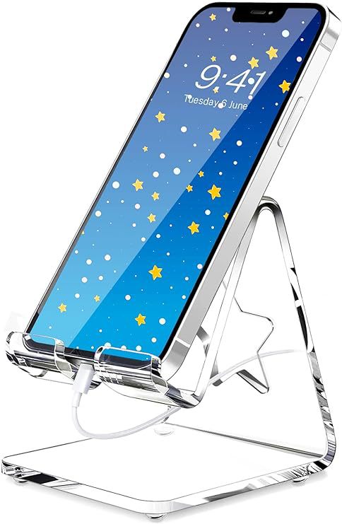 Cross-Border Acrylic Mobile Phone Holder Counter Display Stand Desktop Lazy Bracket Base Transparent Acrylic Mobile Phone Bracket