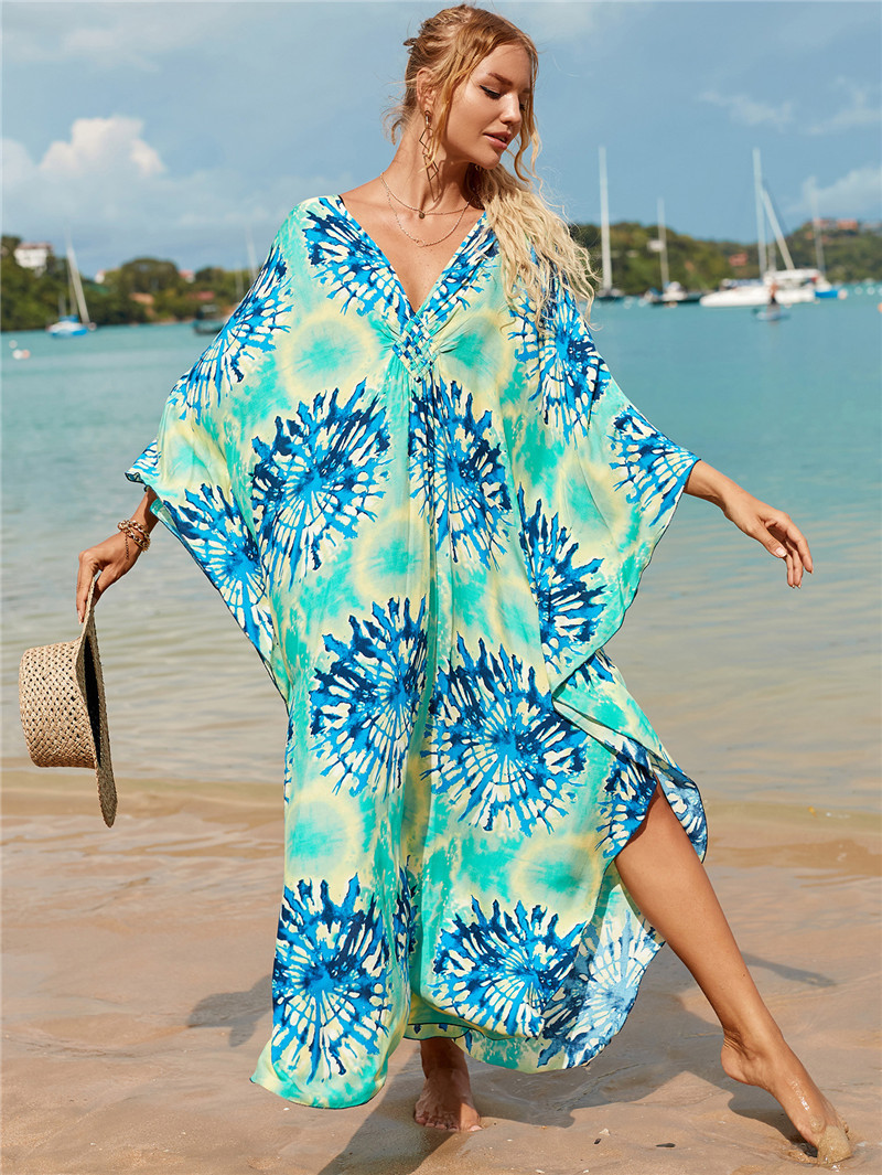 224g Weight Sunscreen Shirt Outerwear Type 3/4 Length Sleeve Sleeve Length Polyester Fabric Type Long Top Length V Neck Neckline Printing, Leopard Pattern Spring&Summer Season Women's Gender Vacation, Beach Style Women's Printing Leopard Vacation Beach Cover Ups 96