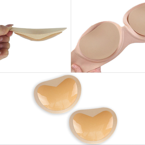 Manufacturer wholesale self-adhesive invisible breast pads with bio silicone lingerie heart-shaped breast pads, thick foam pads, swimsuit pads