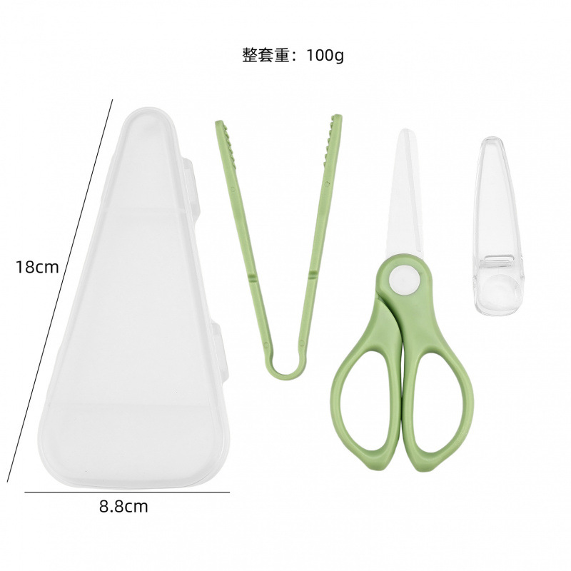 Juego de tres piezas de tijeras de cerámica verde