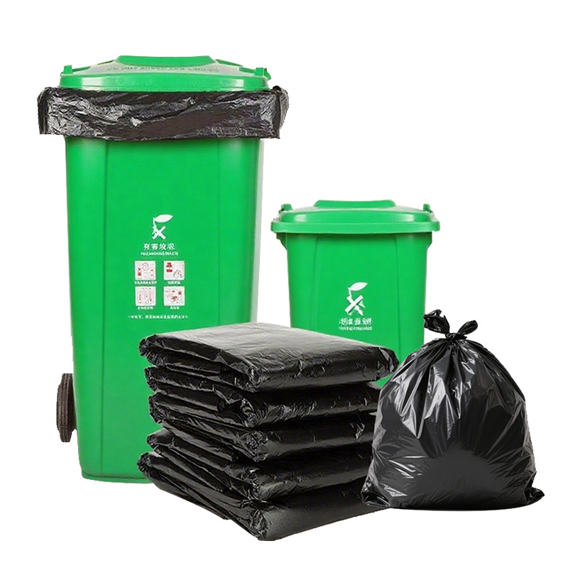 Bolsa de basura de saneamiento de gran tamaño negra al por mayor, bolsa de plástico general para propiedades de catering comercial de hotel plano grueso grande