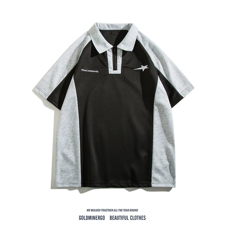 Сколдовая рубашка поло мужской 2024 новый летний короткий рукав футболка колледжа стиль 280 г тяжелый вес красивый пятицентный рукав