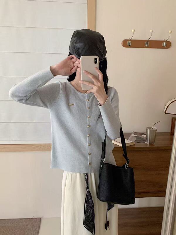 简约百搭V领针织衫女春季韩版减龄修身显瘦毛衣开衫洋气叠穿上衣|undefined