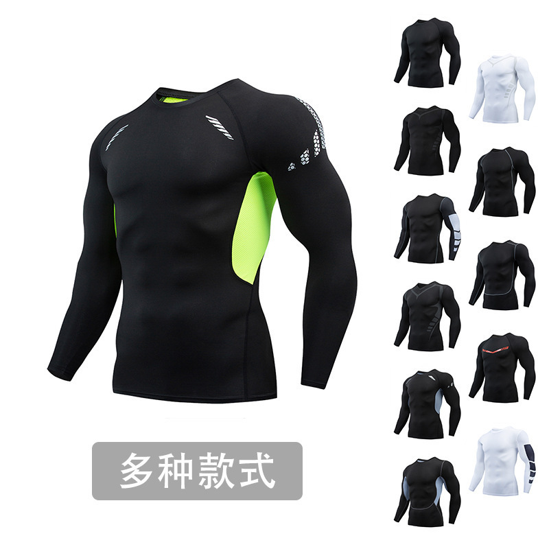 2026 New Quick-Drying Breathable Outdoor Running Printed Sports Compression Tight-Fitting Fitness Ball Training Long-Sleeved T-Shirt