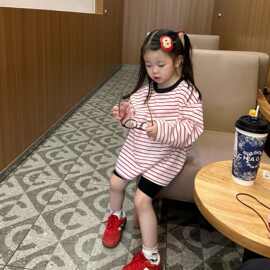 女童装韩系洋气小清新甜美条纹长袖T恤衫儿童秋天穿搭宝宝打底衫