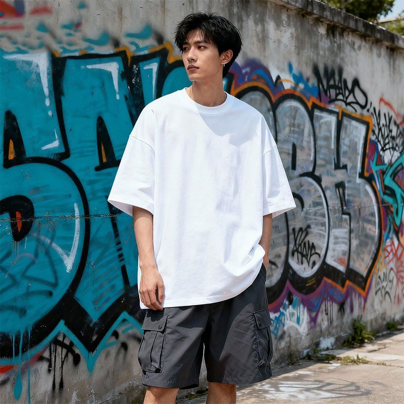 Hong Kong impresión camiseta de cuello redondo camiseta de manga corta comercio exterior 2026 tendencia de moda para hombres y mujeres casuales blanco T pareja