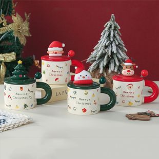 Cross-border Christmas Ceramic Cup High-value Home Drinking Water Breakfast Cup Christmas Gift Accompanying Gift Cup Gift