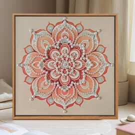 中国风宋锦珍珠画DIY材料包中秋节活动非遗手工礼物感装饰画