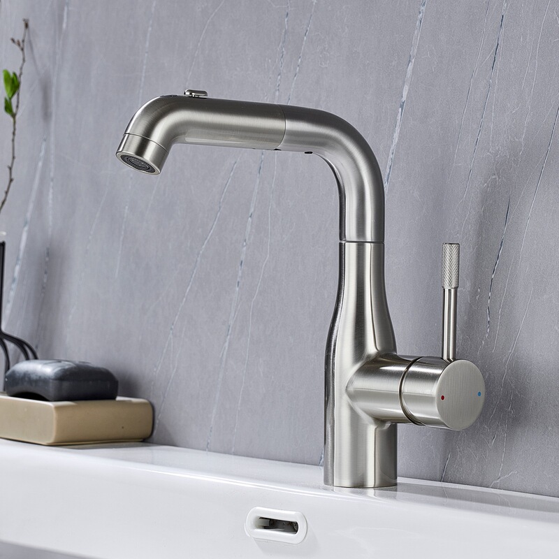 Cross-Border Washbasin Faucet, Hot and Cold Water Two-In-One, Bathroom Sink, Bathroom Basin, Pull-Out Rotating Faucet