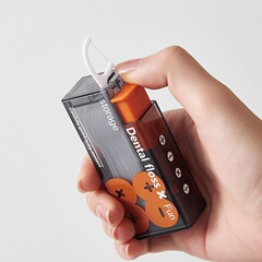自動的にポップアップするデンタルフロスボックス、家庭用ハイエンドポータブルミニつまようじホルダー、デンタルフロススティック収納ボックス