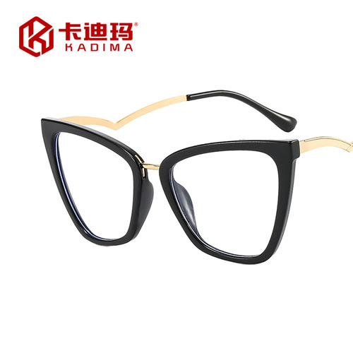 Cross-border fashion  new anti-blue light glasses frame personalized cat eye Internet celebrity flat mirror European and American trend glasses frame