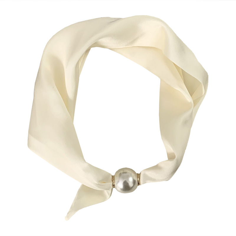 Nuevo collar de perlas, bufanda de seda para mujer, moda de alta gama de primavera y verano francesa, bufanda de seda de succión magnética de todo fósforo, personalizada de fábrica