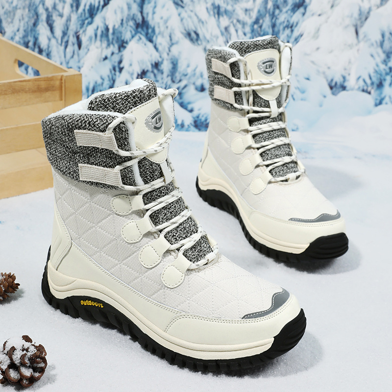 Explosiones transfronterizas de invierno calentamiento nuevo calentamiento al aire libre zapatos de algodón de alta altura zapatos de nieve calentamiento zapatos de montaña para hombres y mujeres