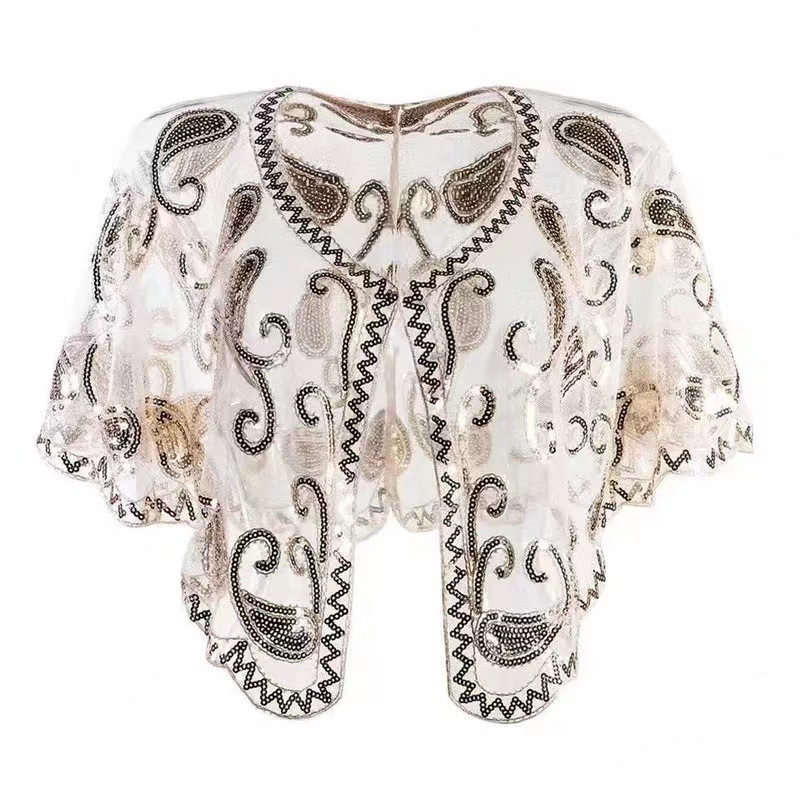 1920 Amazon European and American Retro Cardigan Prom Party Dress New Wedding Dress Sequins Prom Shawl