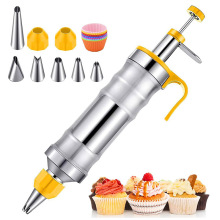 跨境现货不锈钢手压式裱花枪奶油枪曲奇饼干烘焙蛋糕装饰裱花工具
