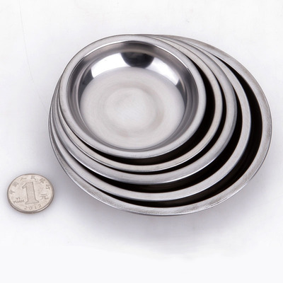 Stainless steel A plate circular snack Caidie Seasoning plate Barbecue sauce Oil dish kindergarten polishing washing