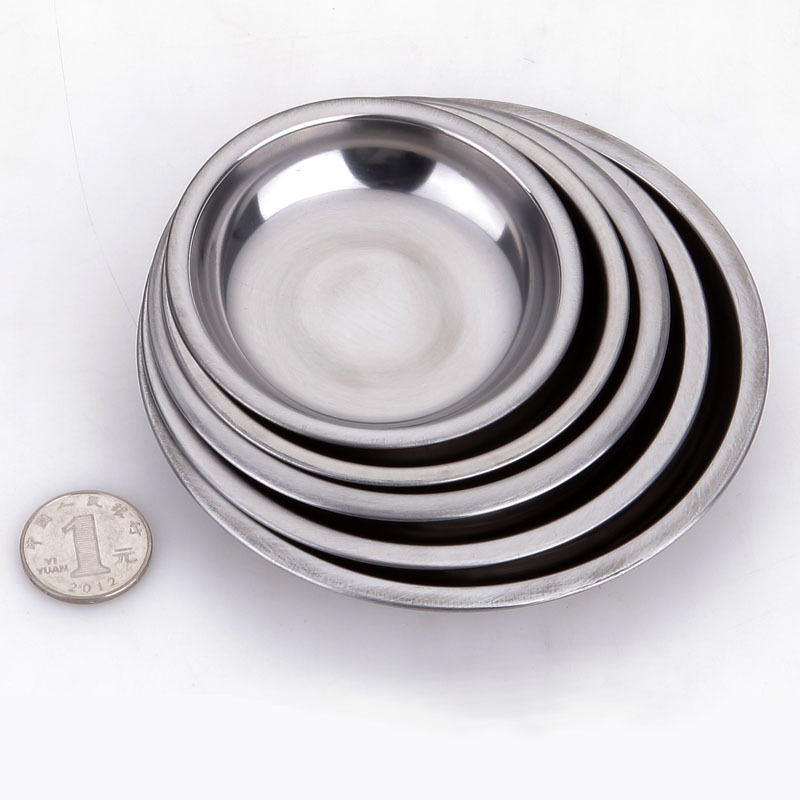 Stainless steel A plate circular snack Caidie Seasoning plate Barbecue sauce Oil dish kindergarten polishing washing