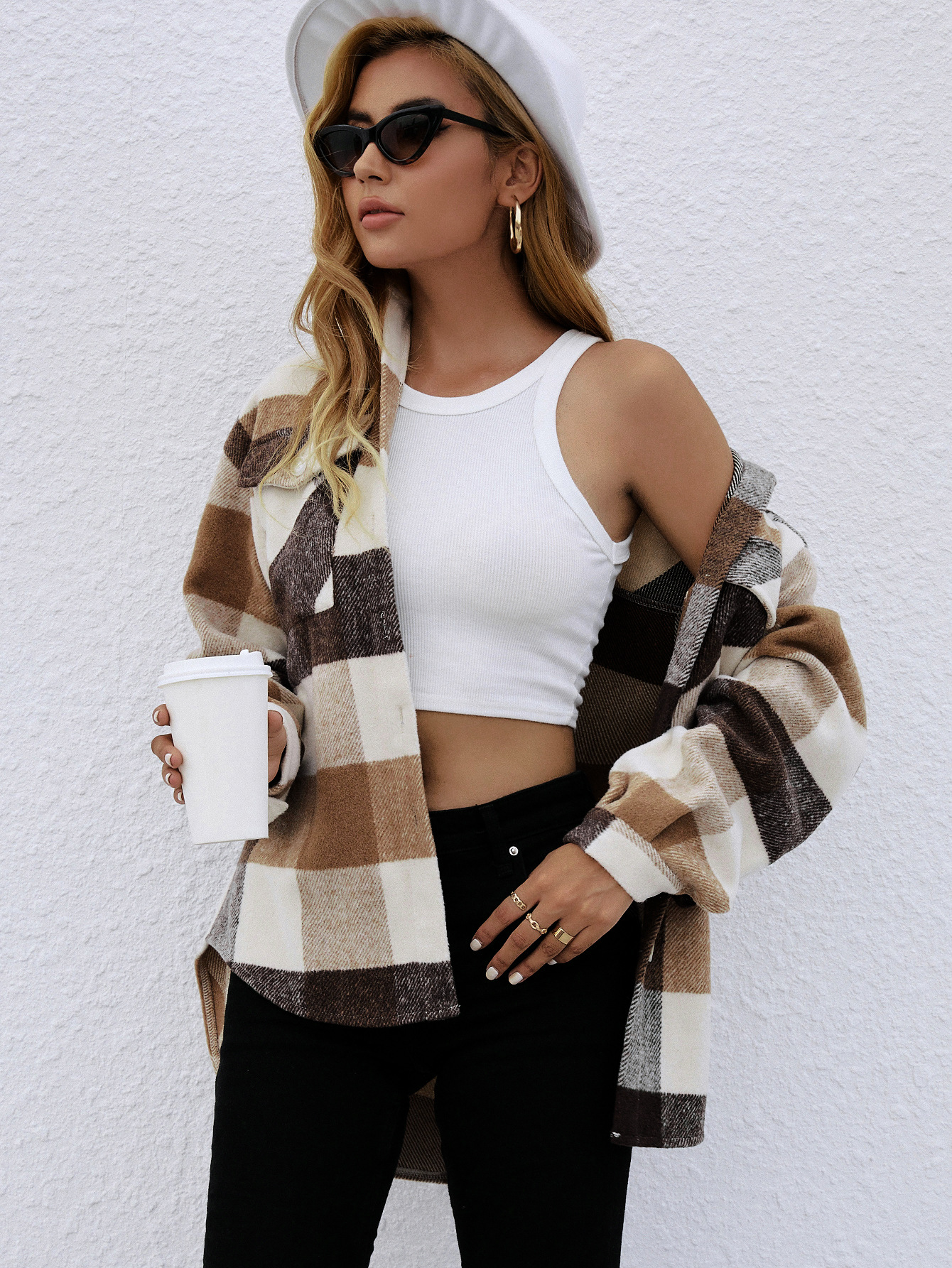 women s plaid single-breasted thick coat nihaostyles clothing wholesale NSJM79779