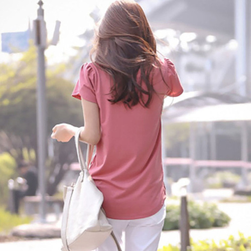 Korean women's summer plain color loose plus-size round neck short sleeve women's T-shirt for plus-size MM base shirt