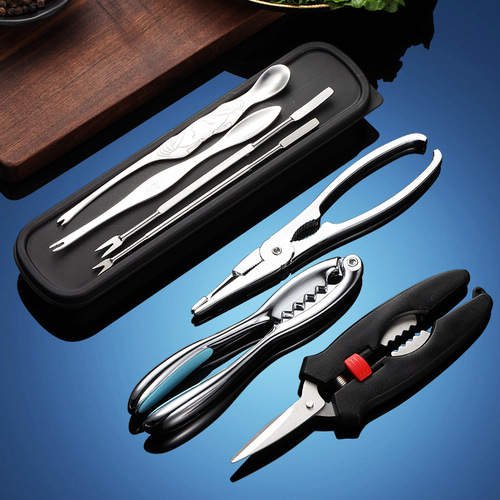 Crab eight-piece crab eating tool set 304 stainless steel crab needle crab fork spoon crab scissors crab claw clamp crab eating tool