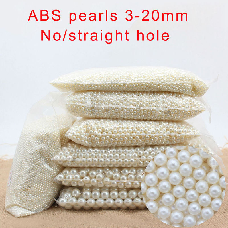 Abs Straight Hole Non-Porous Imitation Pearl Double Hole Loose Bead Accessories Manicure 3-20mm Fake Pearl DIY Jewelry Accessories