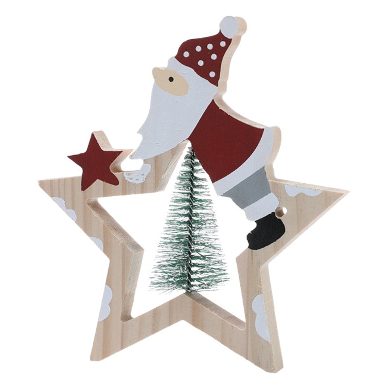 Hong Kong Heng decoraciones creativas de Navidad Santa Claus adornos de madera estrella de cinco puntas regalos de Navidad