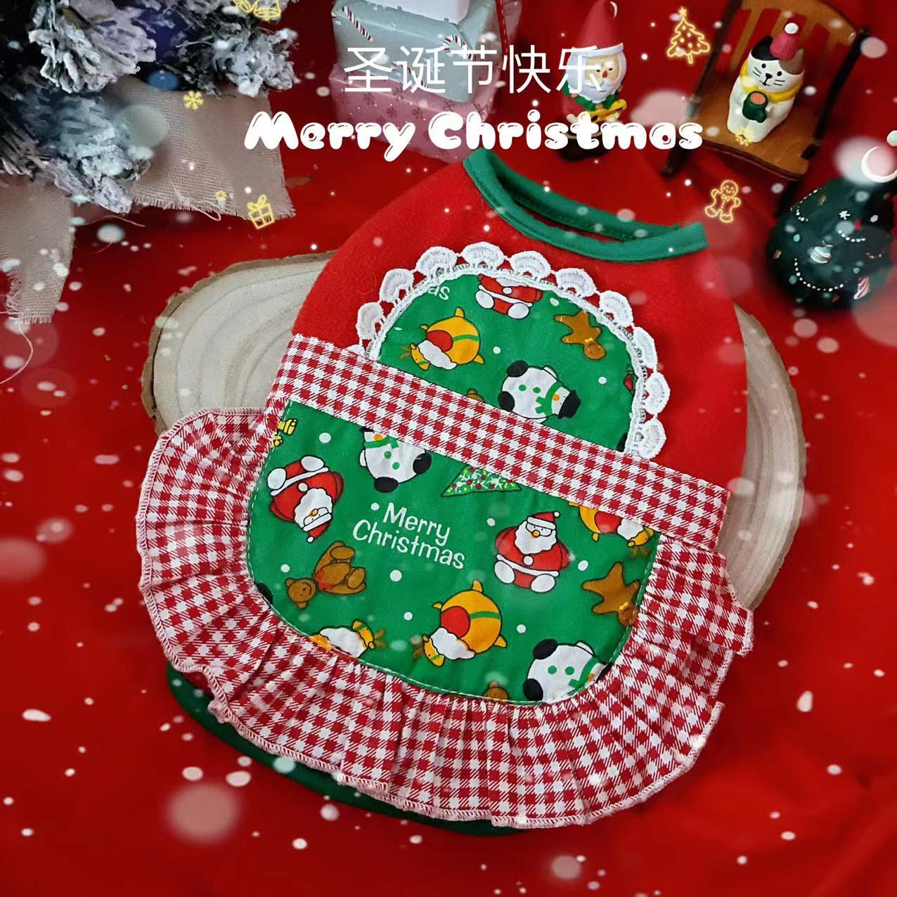 寵物衣服狗狗貓咪秋冬加絨女僕新年聖誕背心泰迪比熊服裝廠家貨源