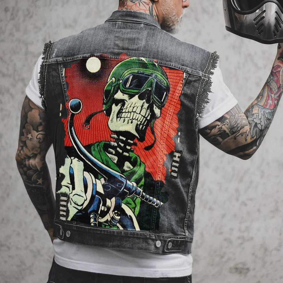 2513 * AliExpress европейский и американский тренд мужской джинсовый жилет без рукавов Повседневная куртка