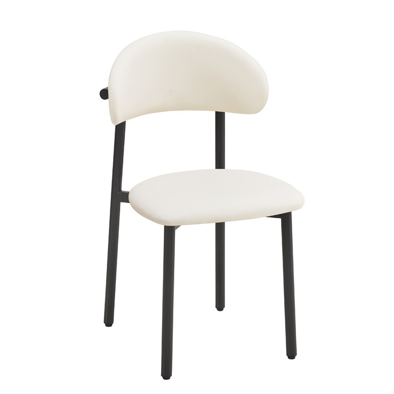 Silla de comedor de lujo ligero, cojín de cuero para el hogar, silla de ocio, silla de recepción de hotel, silla de banquete comercial, silla de comedor