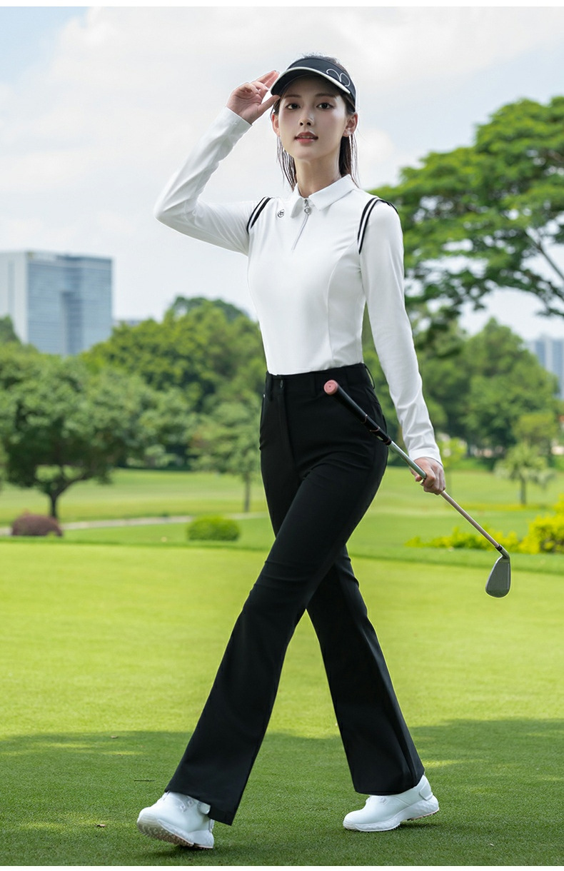 Áo polo dài tay nữ golf PGM mùa thu đông, chất liệu chải nhẹ, phối dây kéo và vai bay có gân — Áo đen [chải nhẹ/dây kéo tình yêu/vai bay có gân] YF837 chi tiết 7