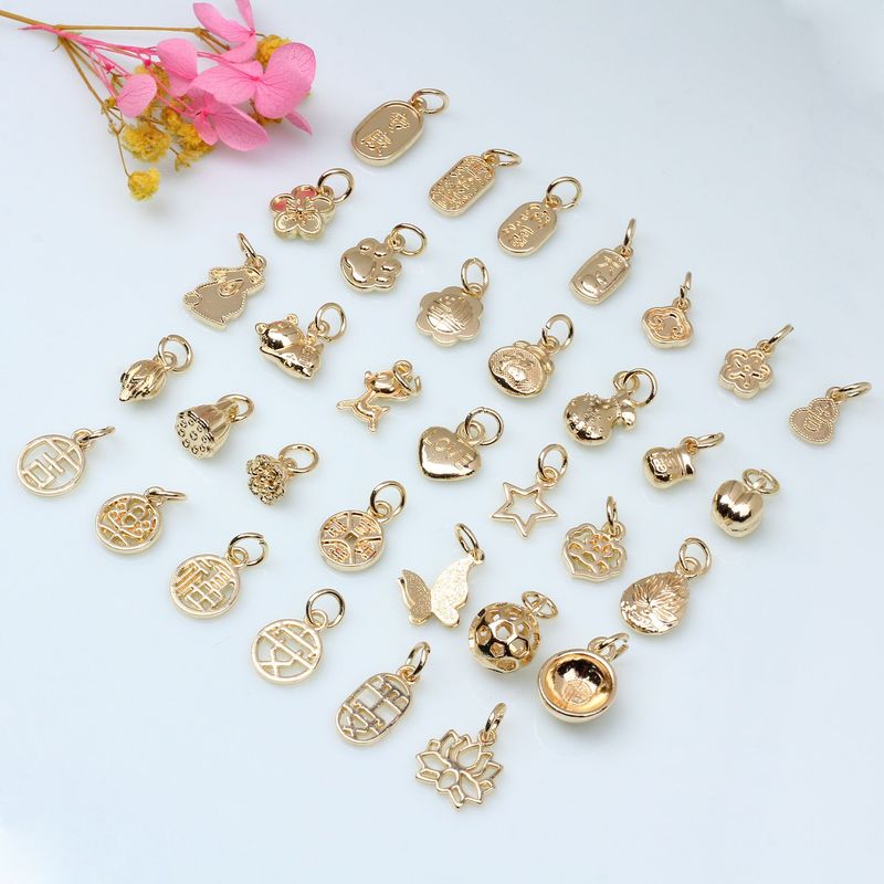 18k包みの金の保色のペンダントの金の字の蓮の蓬の福の字のウサギのブレスレットの小さい掛け物のdiyの手の串の隔珠|undefined