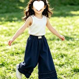 2026新款儿童休闲裤夏季女童薄款花边荷叶九分阔腿裤洋气百搭韩款