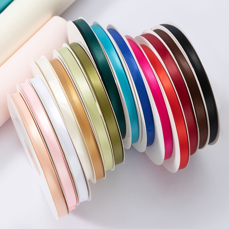 1cm Thin Ribbon Polyester Satin Ribbon DIY Handmade Clothing Accessories Hair Ornaments Cake Packaging Decoration Weaving Fresh Style