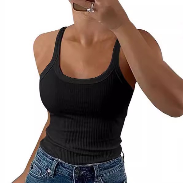 Women's Ribbed Knit Tank Top Sleeveless Cami For Casual Streetwear Summer Fashion Stretch Fit Basic Layering Piece_voghion.com