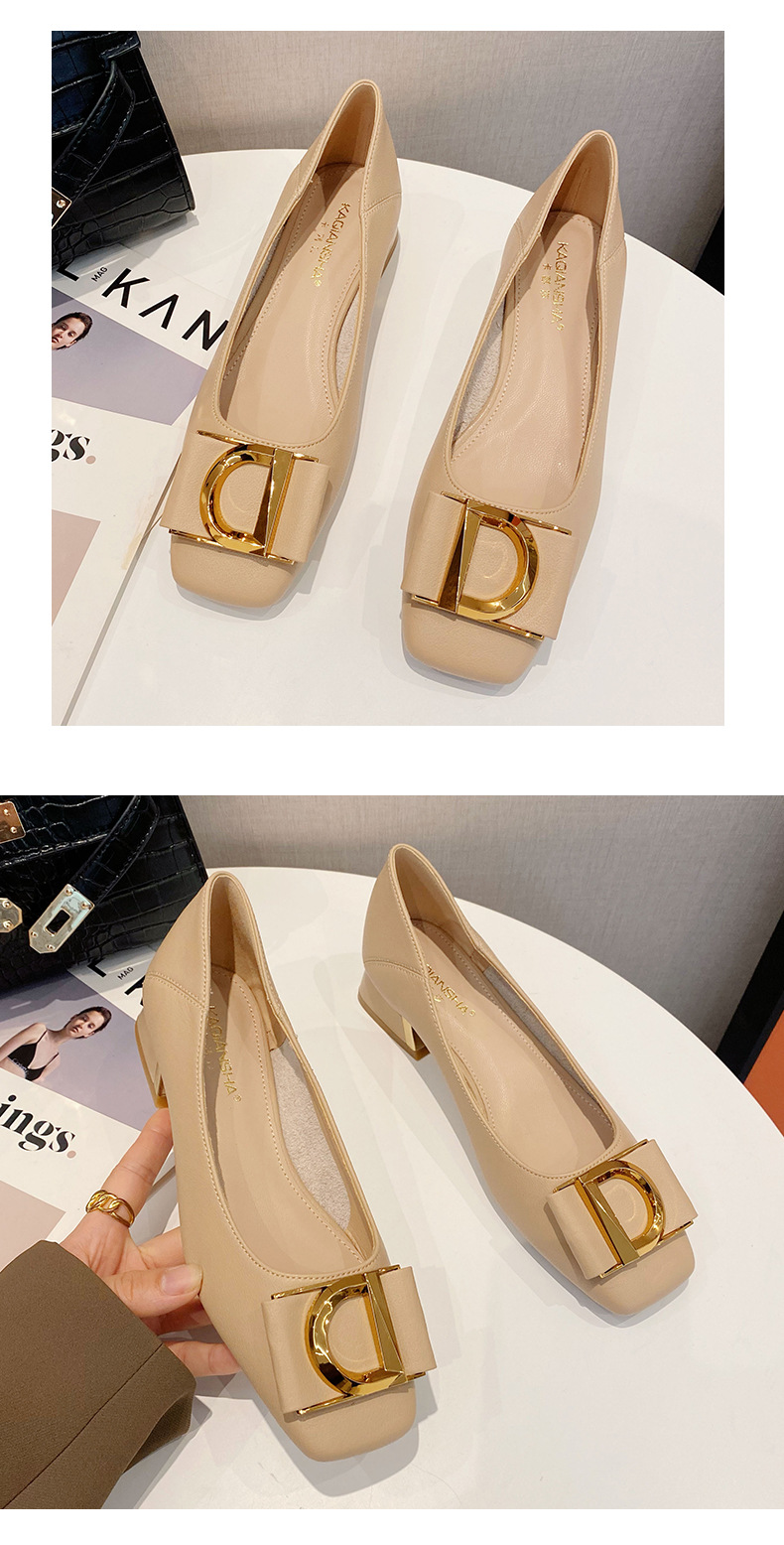 Women's Dress Shoes With Metal Buckle In Solid Leather Design_voghion.com