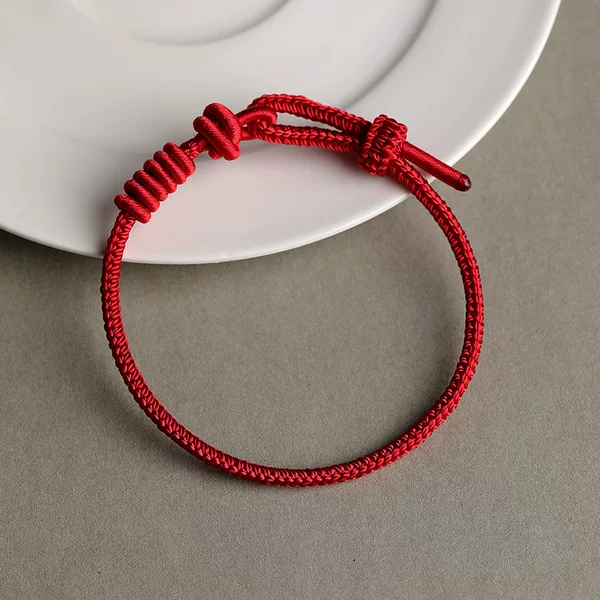 Double-Linked Eight-Strand Braided Hand Rope Semi-Finished DIY Wearable Bead Gold Pendant Jewelry Red Rope Bracelet for Women