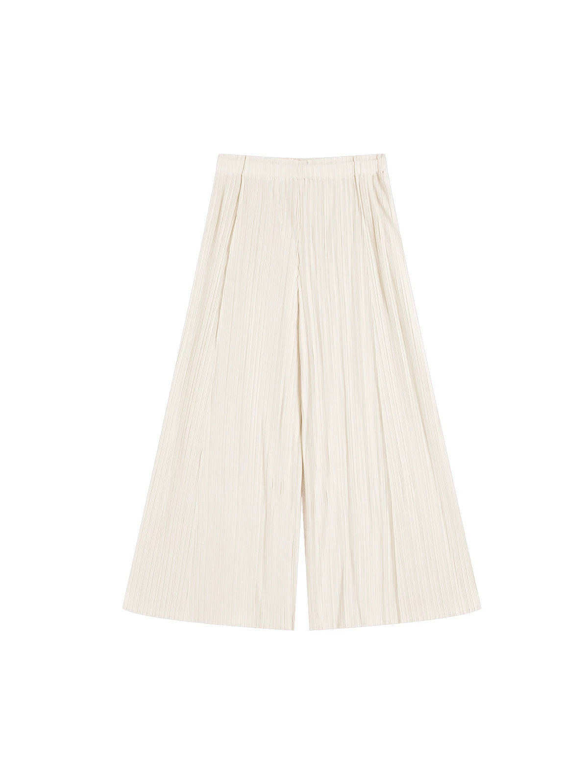 Quần culottes nữ ống rộng cạp cao xếp ly dáng suông dài midi — màu xanh nhạt