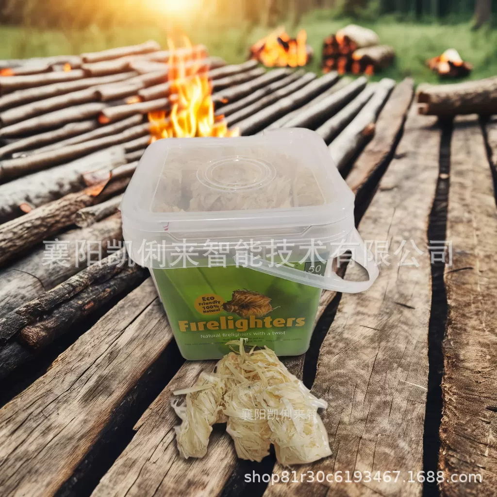 厂家批发供应烧烤引火木丝卷 易燃蜡木棒50MM 引火 燃烧速度快时