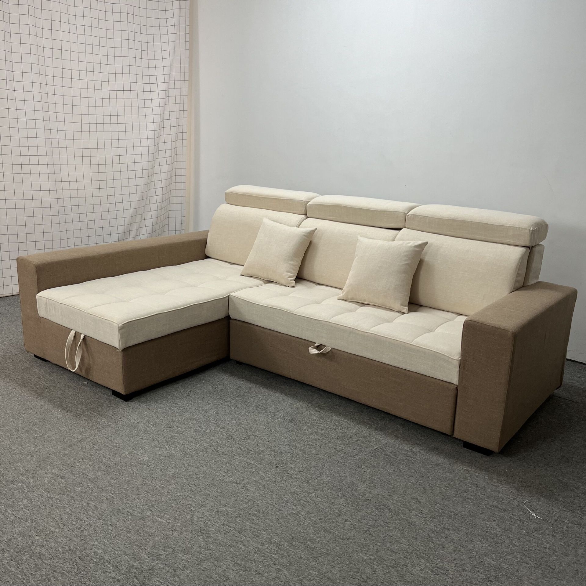 Sofá cama multifuncional de doble propósito sala de estar tamaño pequeño almacenamiento de casa sofá de esquina de tecnología de tela sofá cama plegable